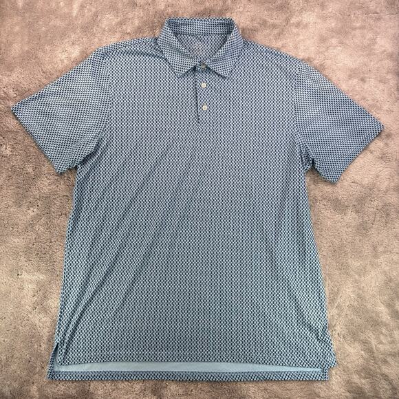 Southern Tide Polo Shirt Men’s XL Blue Fish Print Performance Stretch Golf - Picture 2 of 9